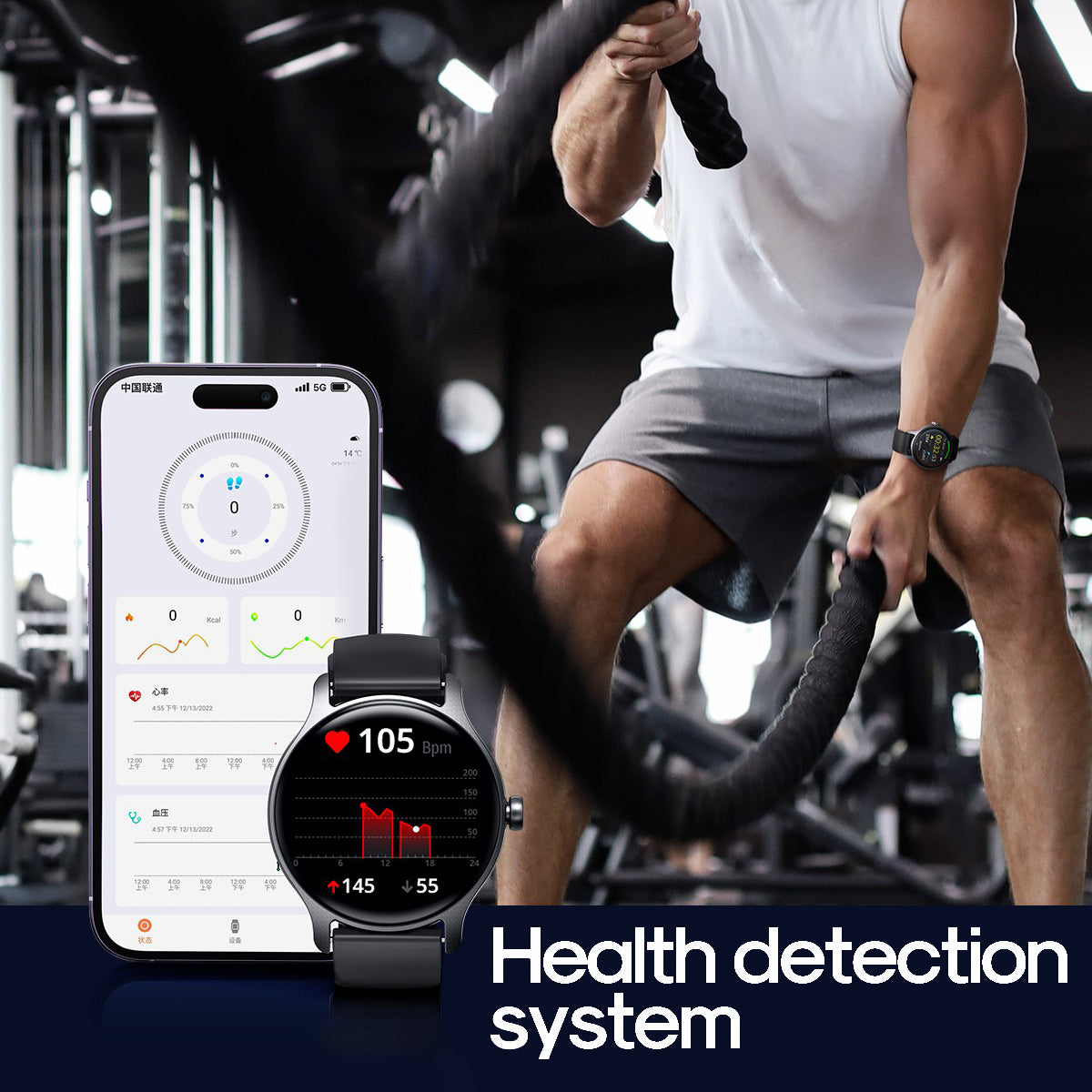JOYROOM JR-FC1 Classic Series Bluetooth Call Smart Watch IP68 Waterproof Health Status Monitor Wristband Round Dial