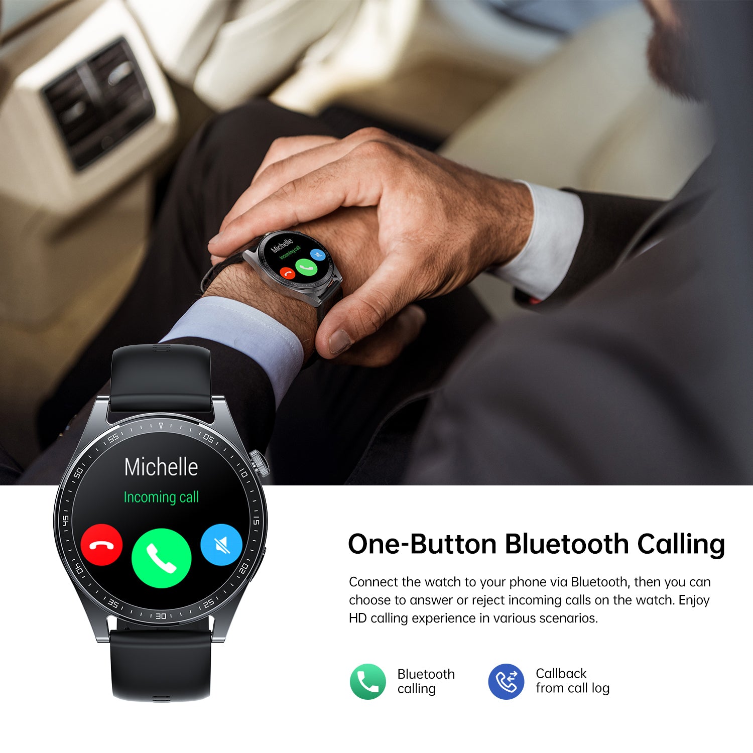 JOYROOM JR-FC2 Classic Series Bluetooth Call Smart Watch 1.32" Round Screen Waterproof Fitness Bracelet