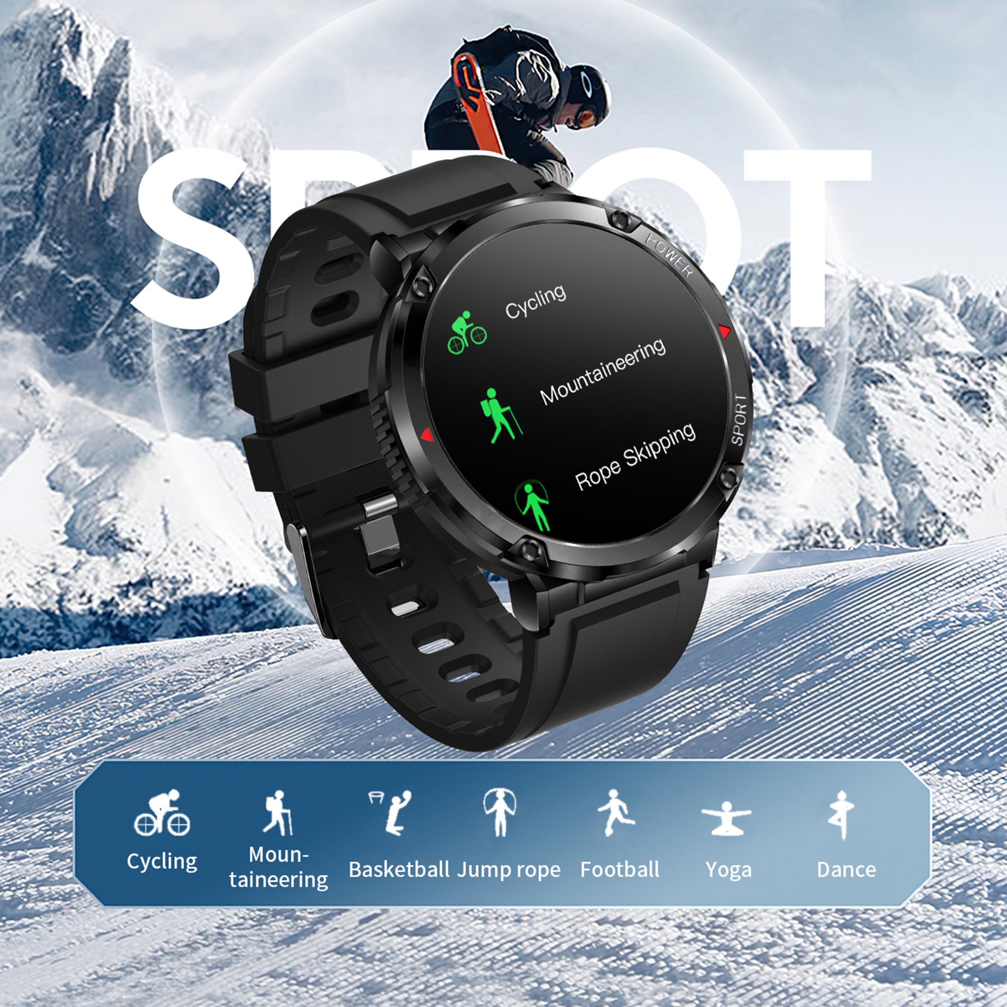 T30 1.6-inch HD Smart Bracelet Bluetooth Call Watch IP68 Waterproof Sports Watch with Heart Rate Blood Oxygen Monitoring