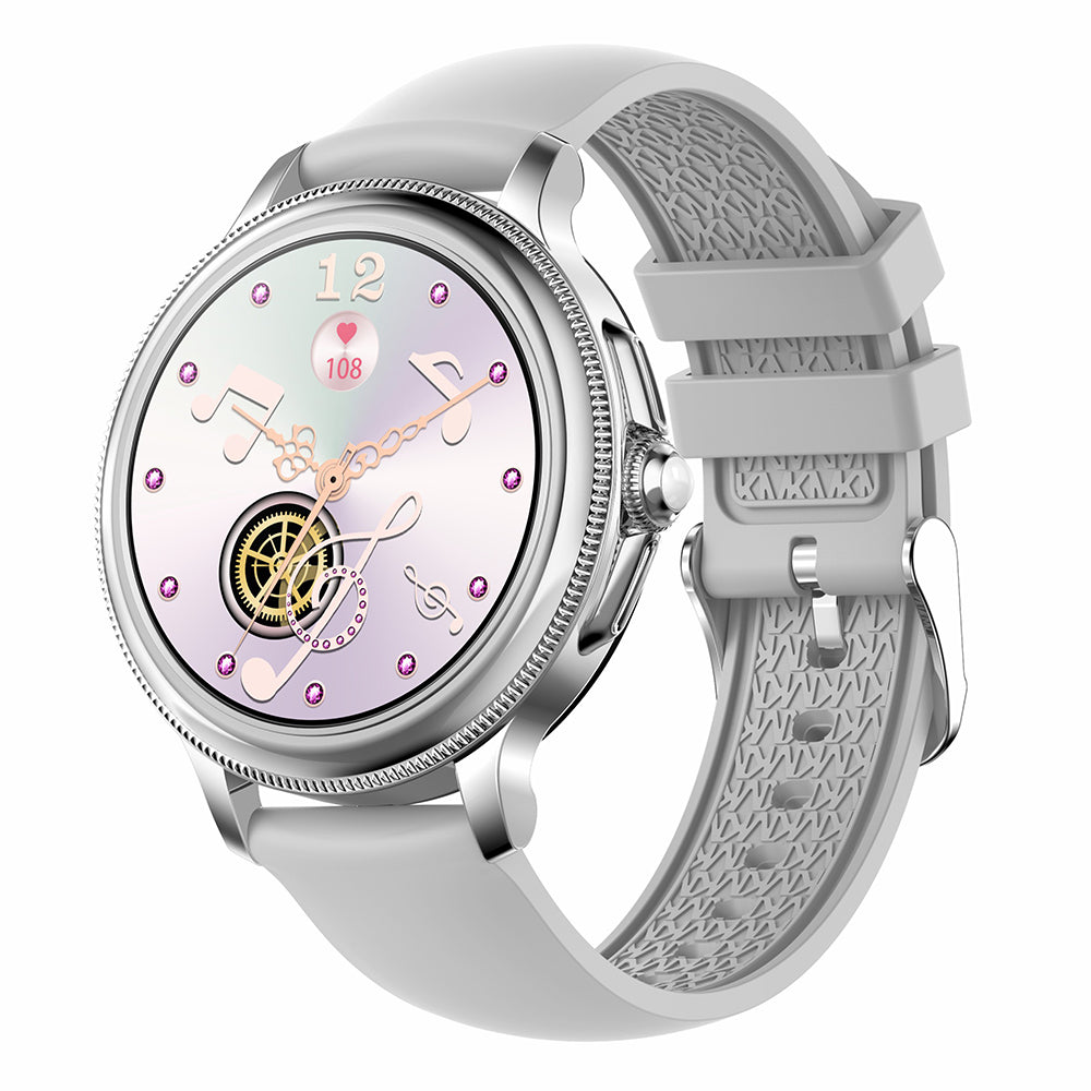 CF96 Women 1.2 Round Screen Bluetooth Call Smart Watch Physiological Cycle Heart Rate Monitor Health Bracelet with 2 Straps Gold