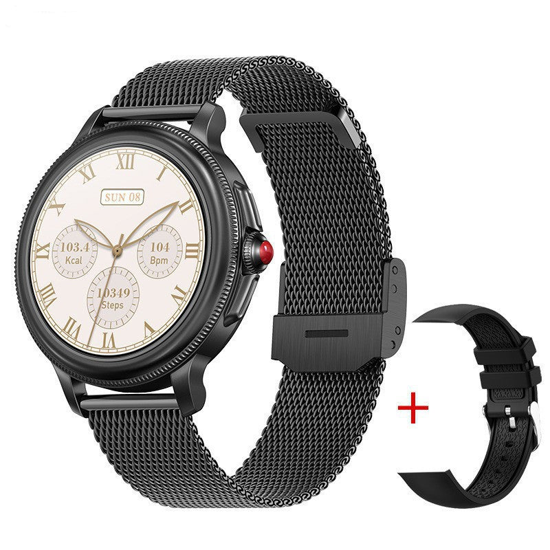 CF96 Women 1.2 Round Screen Bluetooth Call Smart Watch Physiological Cycle Heart Rate Monitor Health Bracelet with 2 Straps Gold