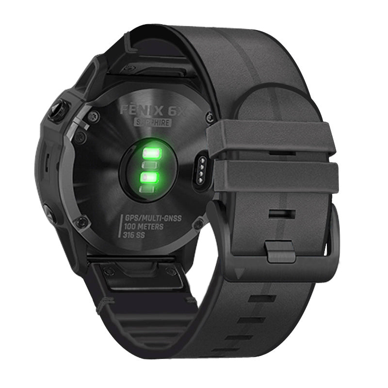 26MM PU Leather Surface Silicone Smart Watch Band Strap for Garmin Watch