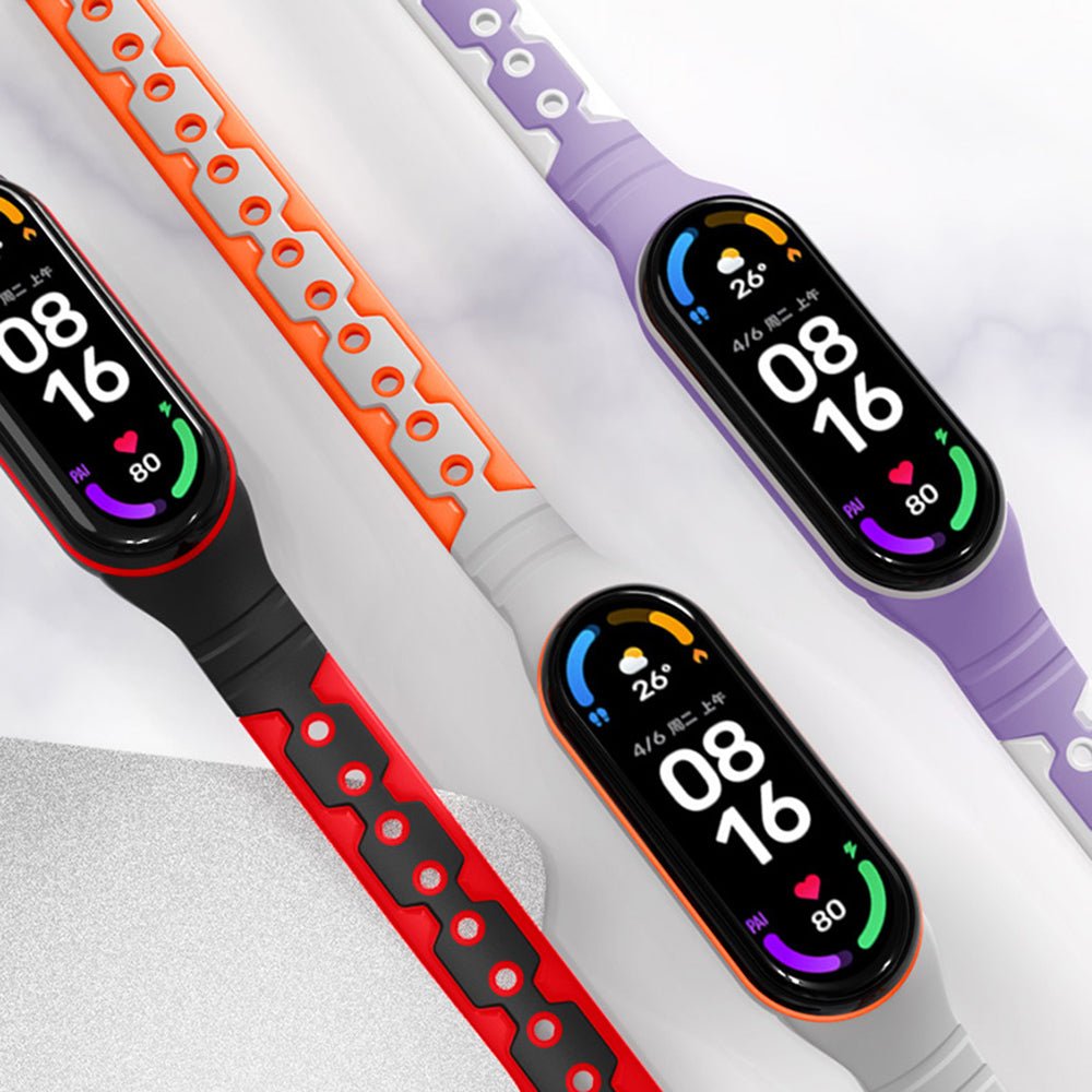 Tofarvet silikone Smart Watch Band Armbånd Udskiftning af håndledsrem til Xiaomi Mi Band 6