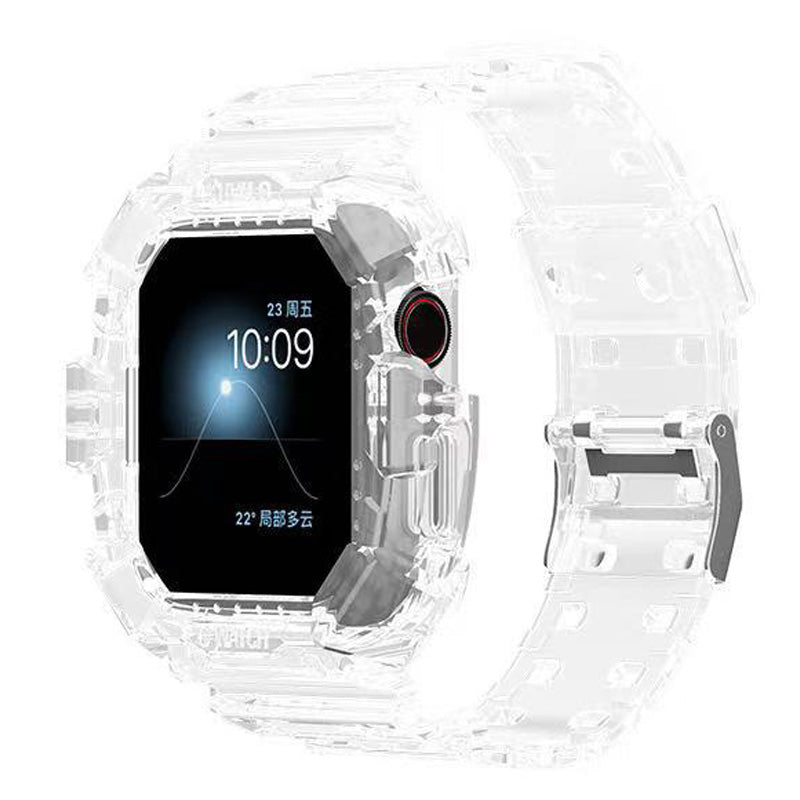 Integreret beskyttelsesæske Blød silikone urrem til Apple Watch 4 5 6 SE SE (2022) 44 mm 1 2 3 42 mm