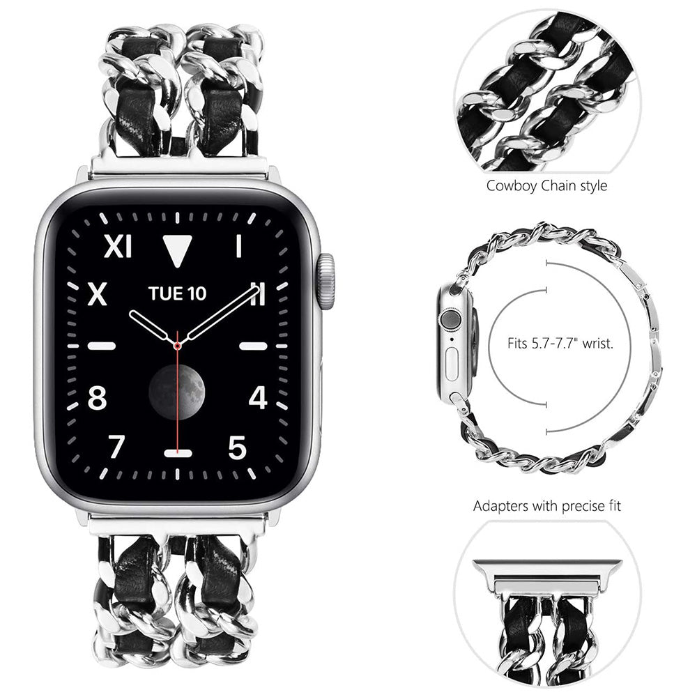 Kæde stil rustfrit stål urrem til Apple Watch Series 9 8 7 6 SE (2023) SE(2022) 40mm 3 2 1 38mm
