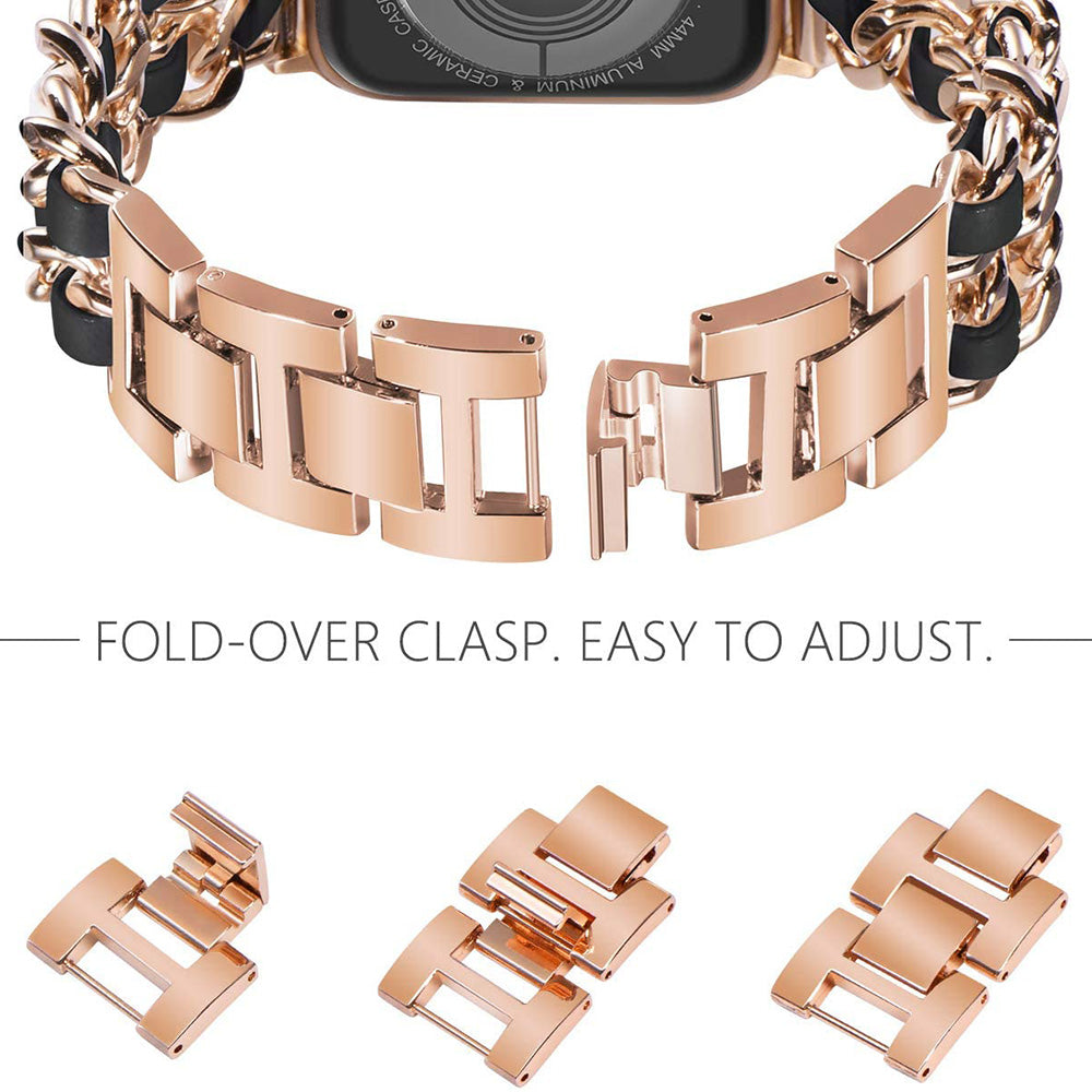 Kæde stil rustfrit stål urrem til Apple Watch Series 9 8 7 6 SE (2023) SE(2022) 40mm 3 2 1 38mm
