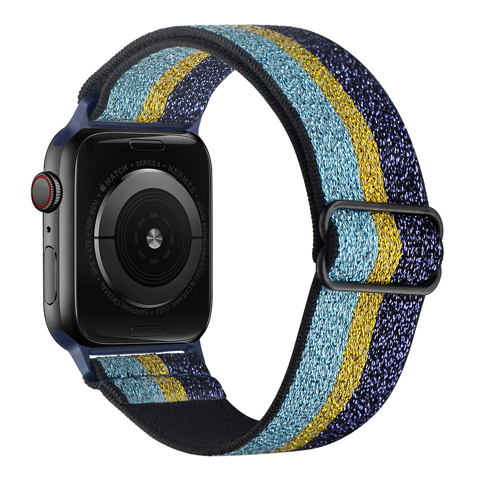 Polyester Braided Smart Watch Wrist Strap Adjustable Watchband for Apple Watch Series 9 8 7 41mm SE (2023) SE(2022) SE 6 5 4 40mm 3 2 1 38mm