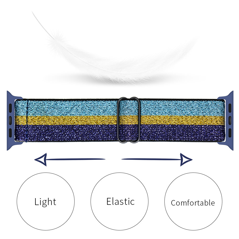 Polyester Braided Smart Watch Wrist Strap Adjustable Watchband for Apple Watch Series 9 8 7 41mm SE (2023) SE(2022) SE 6 5 4 40mm 3 2 1 38mm