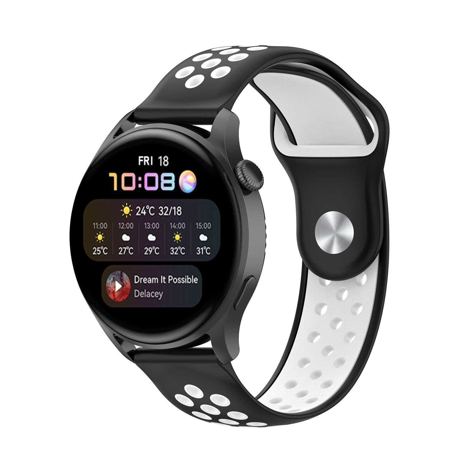 Dual Color Adjustable Silicone Watch Band Wrist Strap 22mm for Huawei Watch 3 Watch 3 Pro