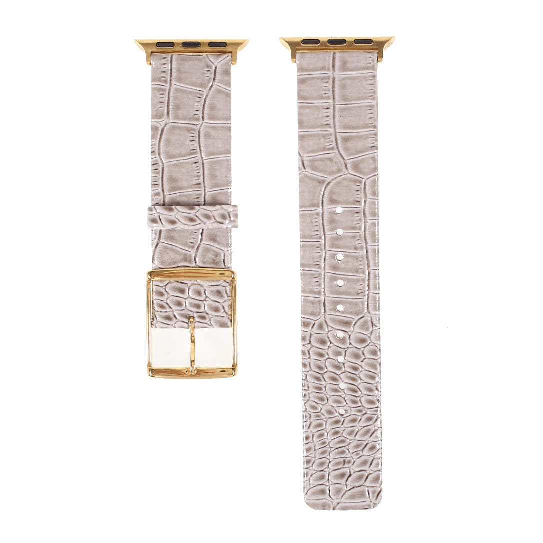 Crocodile Texture Genuine Leather Replacement Watch Band for Apple Watch Series 9 8 7 41mm SE (2023) SE(2022) SE 6 5 4 40mm 3 2 1 38mm