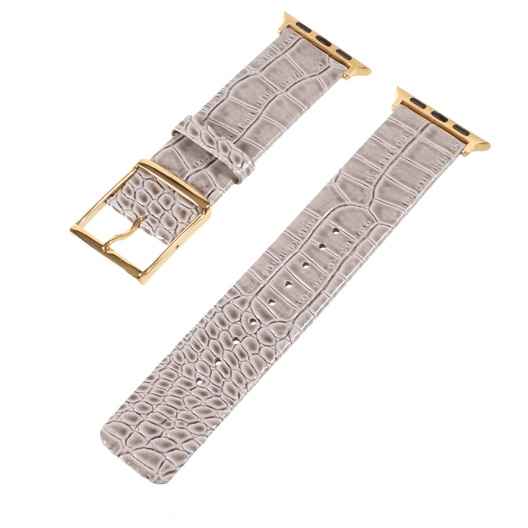 Crocodile Texture Genuine Leather Watch Band Strap for Apple Watch Ultra 49mm Ultra 2 49mm Series 9 45mm SE (2023) 44mm Series 8 7 45mm Series 6 5 4 SE SE (2022) 44mm Series 3 2 1 42mm