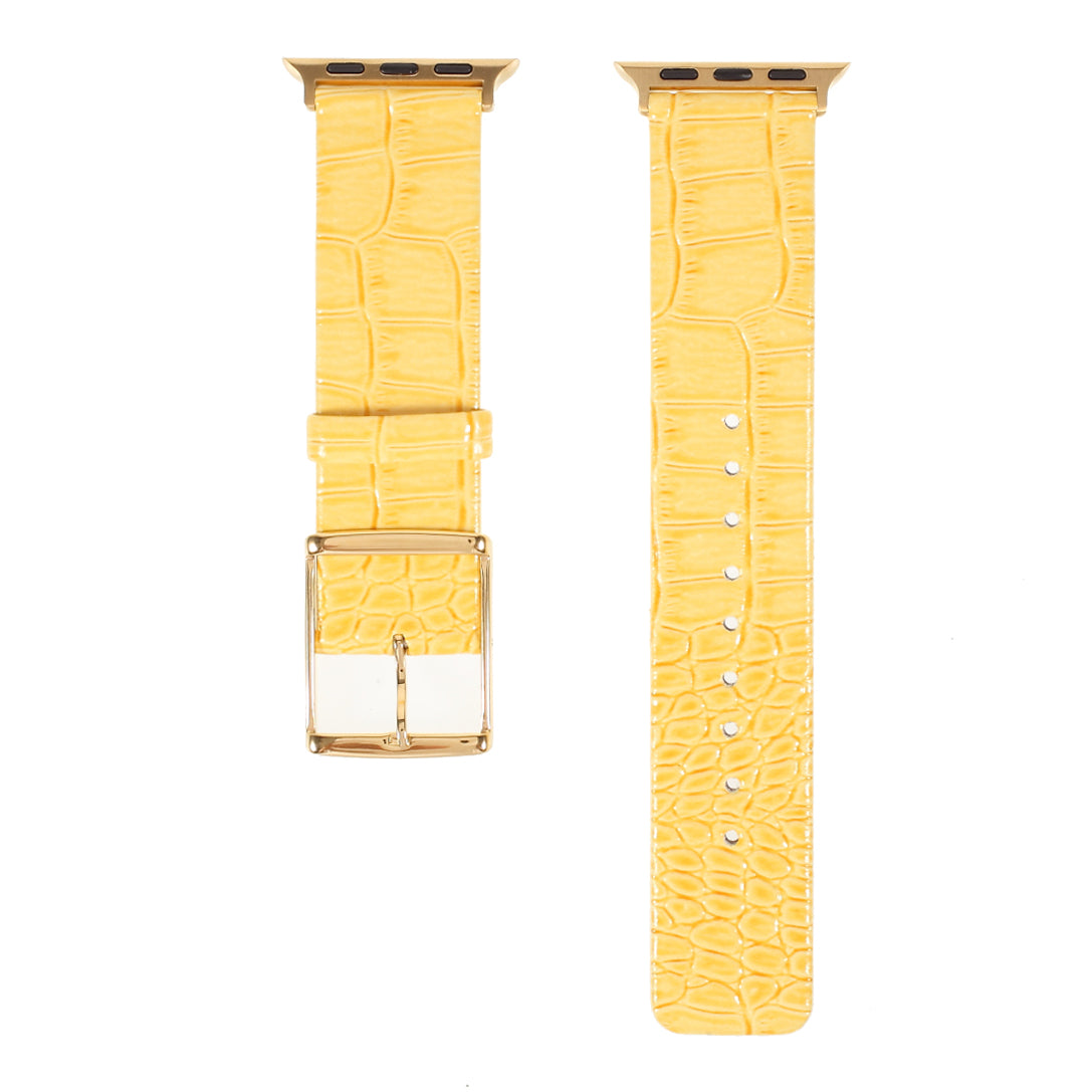 Crocodile Texture Genuine Leather Watch Band Strap for Apple Watch Ultra 49mm Ultra 2 49mm Series 9 45mm SE (2023) 44mm Series 8 7 45mm Series 6 5 4 SE SE (2022) 44mm Series 3 2 1 42mm