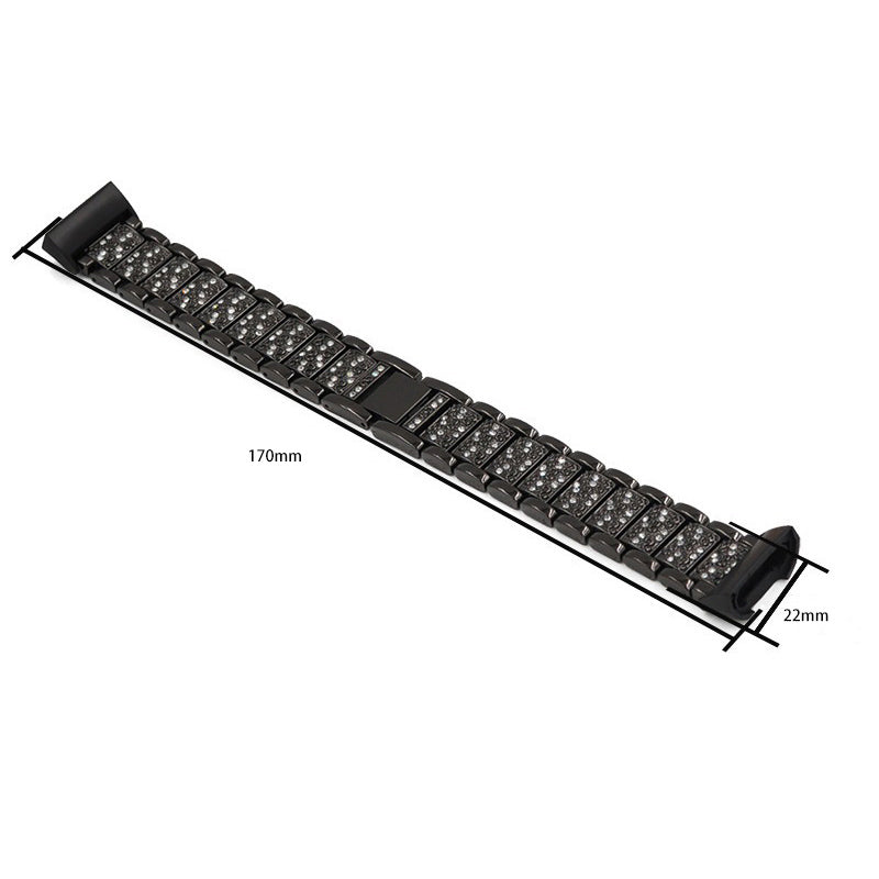 Rhinestone Stainless Steel Chain Watch Strap Replacement for Fitbit Charge 3 4