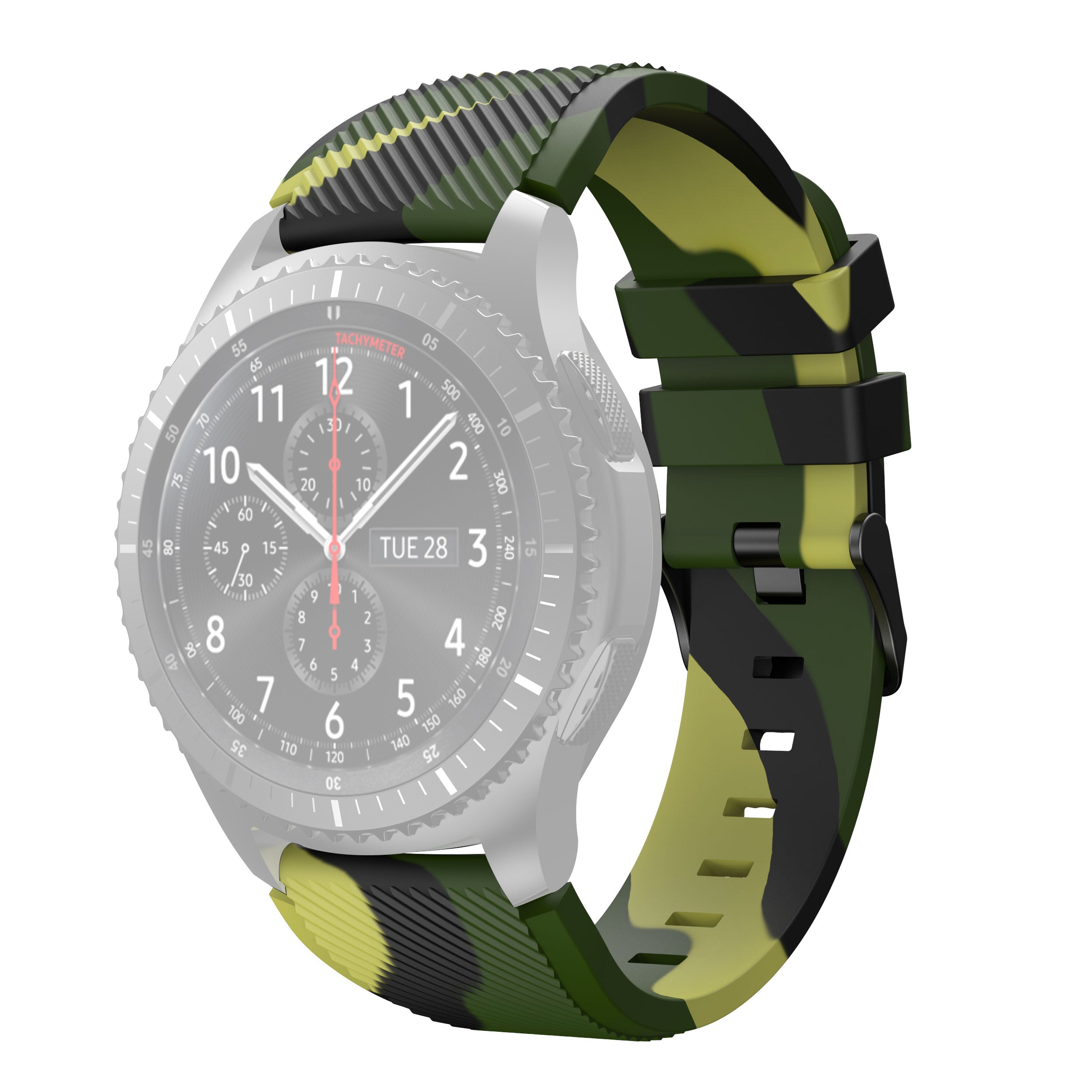 22mm Twill Wave Camouflage Silicone Watchband Strap Replacement Wrist Strap for Samsung Gear S3 Classic S3 Frontier Xiaomi Haylou RT LS05s RS3 LS04