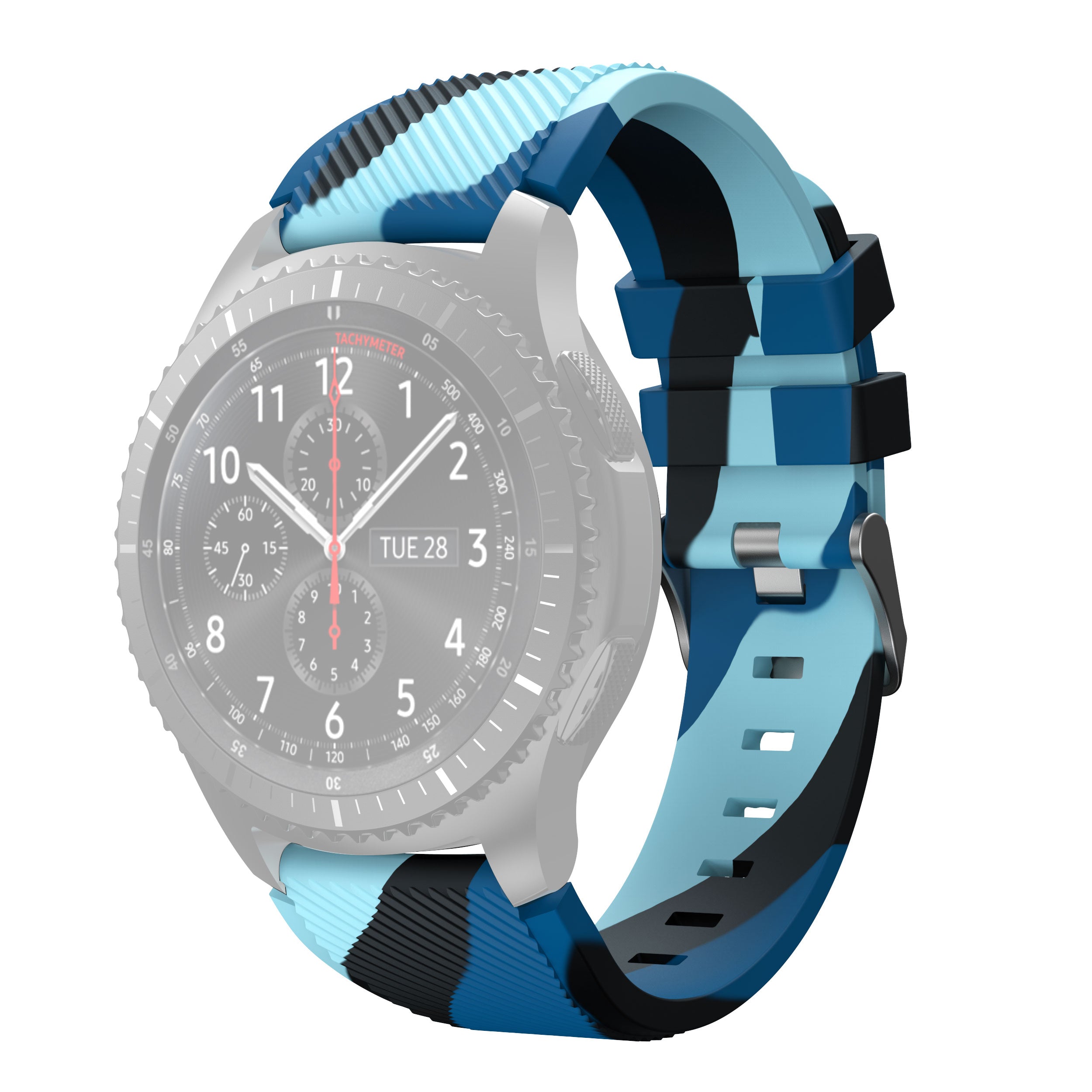 22mm Twill Wave Camouflage Silicone Watchband Strap Replacement Wrist Strap for Samsung Gear S3 Classic S3 Frontier Xiaomi Haylou RT LS05s RS3 LS04