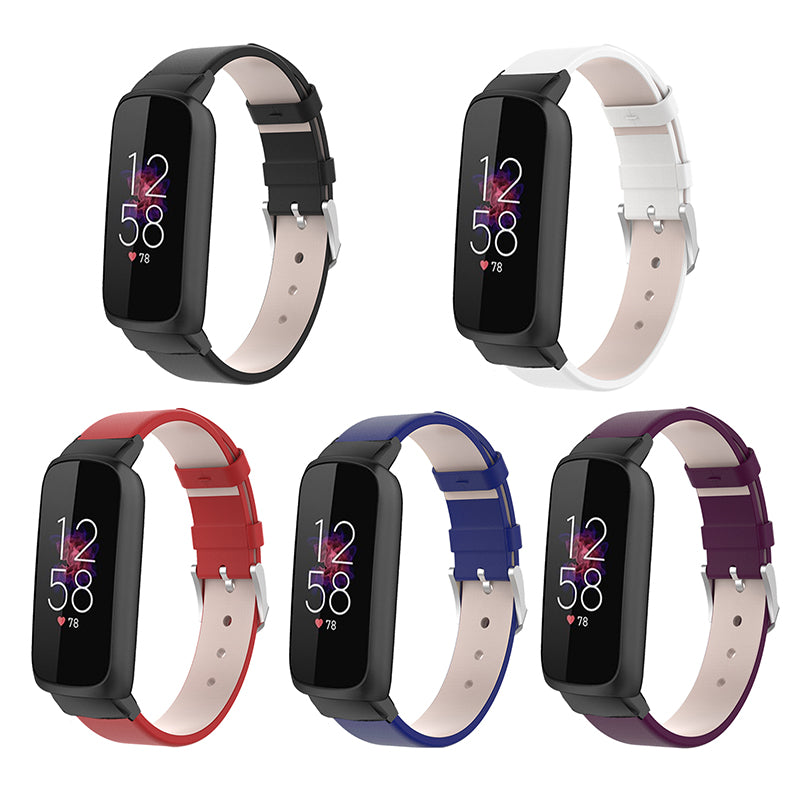 Udskiftningsurrem i ægte læder, justerbar håndledsrem til Fitbit Luxe