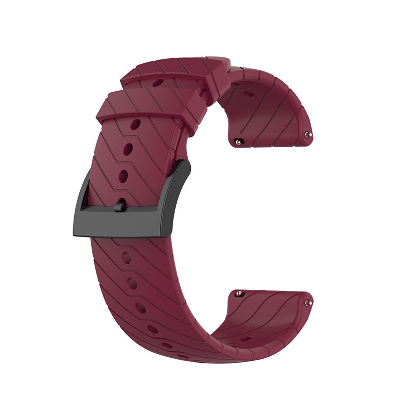 24mm Twill Texture Silicone Replacement Adjustable Smartwatch Strap Sport Band for Suunto 9 9 Baro D5 9 Copper