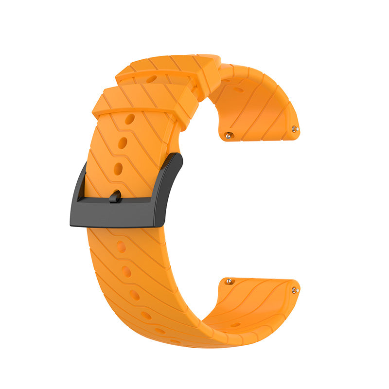 24mm Twill Texture Silicone Replacement Adjustable Smartwatch Strap Sport Band for Suunto 9 9 Baro D5 9 Copper