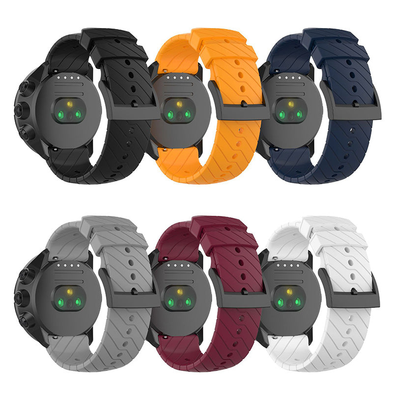 24mm Twill Texture Silicone Replacement Adjustable Smartwatch Strap Sport Band for Suunto 9 9 Baro D5 9 Copper