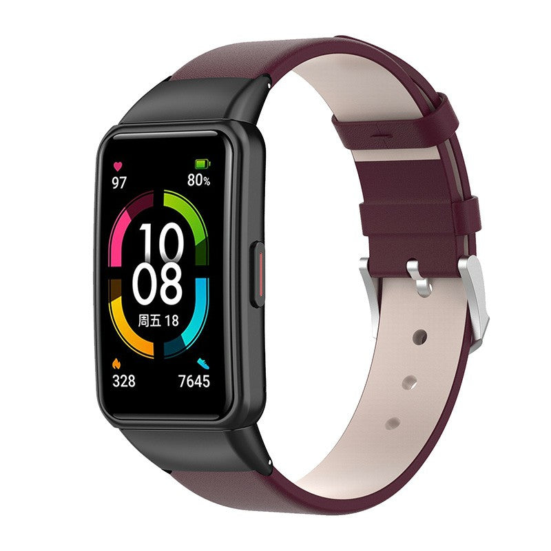 Top Layer Genuine Leather Quick Release Watch Band Strap Replacement for Huawei Band 6 Honor Band 6