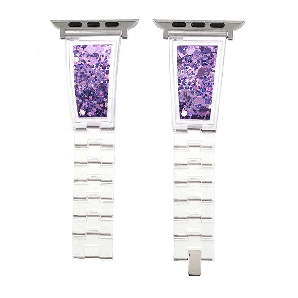Glitter Quicksand Acrylic Watch Strap Wristband Replacement for Apple Watch Ultra 49mm Ultra 2 49mm Series 9 45mm SE (2023) 44mm Series 8 45mm 7 45mm Series 4 5 6 44mm Series 1 2 3 42mm SE 44mm SE (2022) 44mm