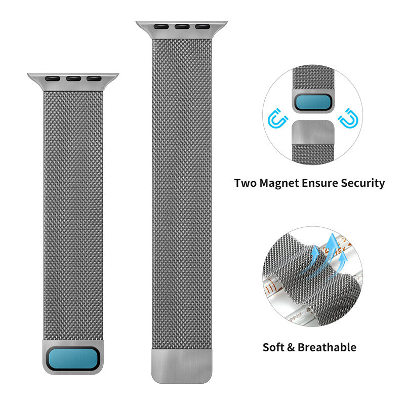 For Apple Watch Ultra 49mm Ultra 2 49mm Series 9 45mm SE (2023) 44mm Series 8 45mm 7 45mm Series 4 5 6 SE 44mm SE (2022) 44mm Series 1 2 3 42mm Stainless Steel Mesh Watch Strap Magnetic Replacement Wristband