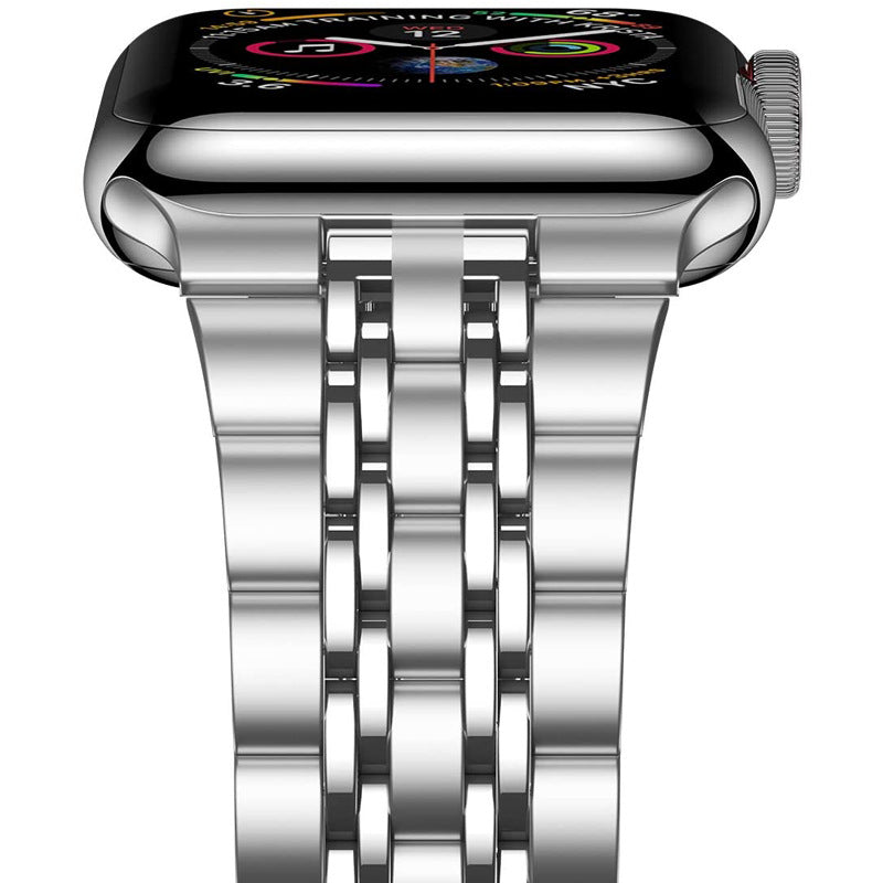 Metal Watch Band 7-Beads Stainless Steel Bracelet Strap Replacement for Apple Watch 9 8 7 41mm SE (2023) SE(2022) 6 5 4 40mm 3 2 1 38mm