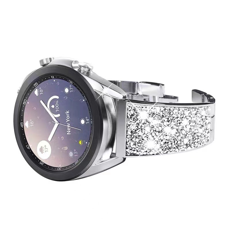 20mm Stainless Steel Metal Band Glitter Strap Wristband for Samsung Galaxy Watch 42mm 46mm Galaxy Watch4 Classic 42mm 46mm Garmin Venu Suunto 3 Fitness