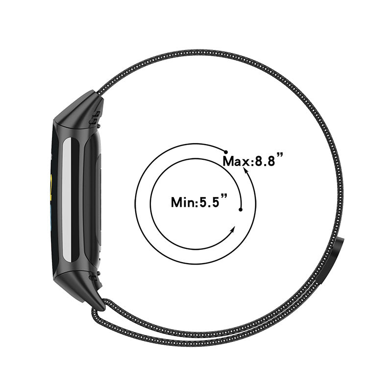 Milanese Stainless Steel Fine Mesh Smart Watch Band Strap for Fitbit Charge 6 5