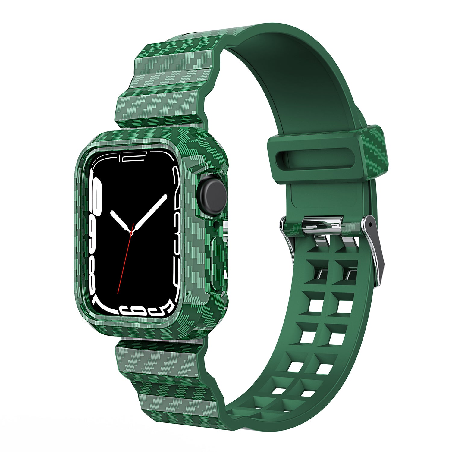 Carbon Fiber Texture 20mm TPU Watch Band Shockproof Rugged Sports Replacement Strap for Apple Watch Series 7 41mm