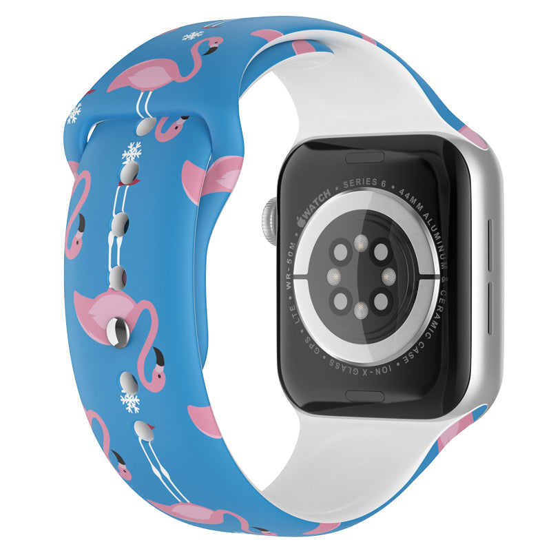 Christmas Style Pattern Printing Silicone Watch Strap Band for Apple Watch Series 9 8 7 41mm 6 5 4 SE (2023) SE(2022) SE 40mm 3 2 1 38mm Size S