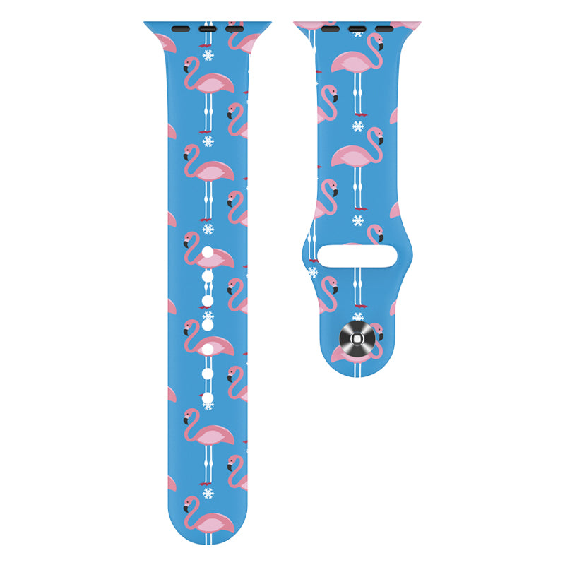 Christmas Style Pattern Printing Silicone Watch Strap Band for Apple Watch Series 9 8 7 41mm 6 5 4 SE (2023) SE(2022) SE 40mm 3 2 1 38mm Size S