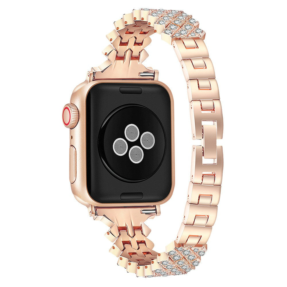 Dressy Rhinestone Bling Aluminium Alloy Metal Wristband Strap for Apple Watch Ultra 49mm Ultra 2 49mm Series 9 45mm SE (2023) 44mm Series 8 45mm 7 45mm Watch Series 6 SE 44mm SE (2022) 44mm 5 4 44mm Watch Series 3 2 1 42mm
