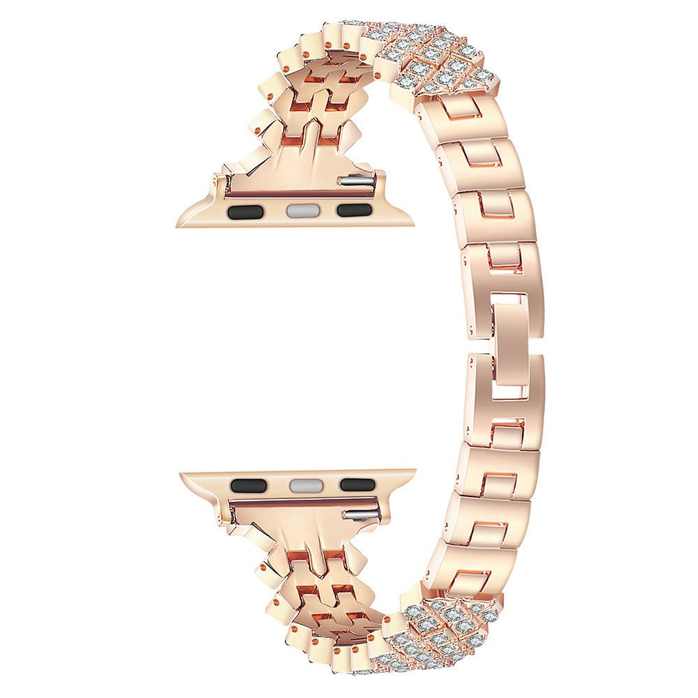 Dressy Rhinestone Bling Aluminium Alloy Metal Wristband Strap for Apple Watch Ultra 49mm Ultra 2 49mm Series 9 45mm SE (2023) 44mm Series 8 45mm 7 45mm Watch Series 6 SE 44mm SE (2022) 44mm 5 4 44mm Watch Series 3 2 1 42mm
