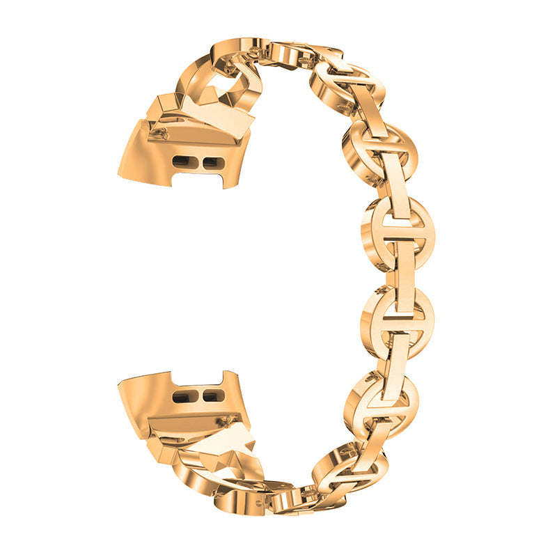 Rhinestones Decor Aluminum Alloy Replacement Smart Watch Band Wrist Strap for Fitbit Charge 6 5