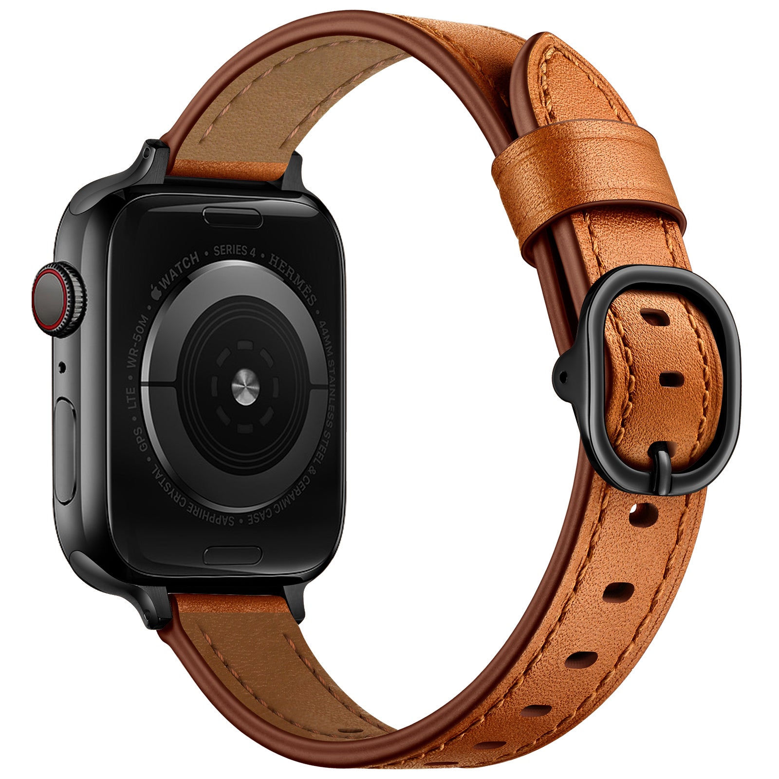 Genuine Leather Metal Buckle Watch Band Strap for Apple Watch Ultra 49mm Ultra 2 49mm Series 9 45mm SE (2023) 44mm Series 8 45mm 7 45mm Watch Series 6 5 4 SE 44mm SE (2022) 44mm Series 3 2 1 42mm
