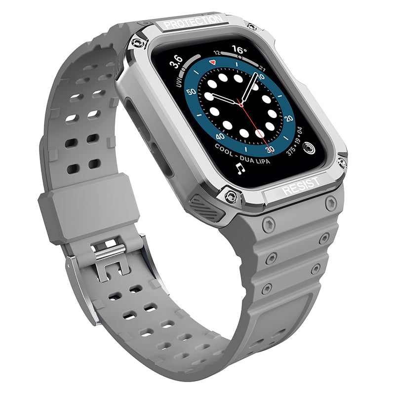 2 i 1 kontrastfarve TPU-rem og pc-urkasse til Apple Watch Series 7 45mm Watch Series 6 5 4 SE 44mm SE (2022) 44mm Series 3 2 1 42mm