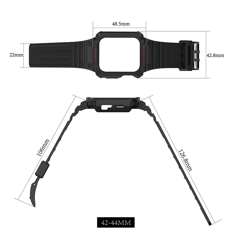 2 i 1 kontrastfarve TPU-rem og pc-urkasse til Apple Watch Series 7 45mm Watch Series 6 5 4 SE 44mm SE (2022) 44mm Series 3 2 1 42mm