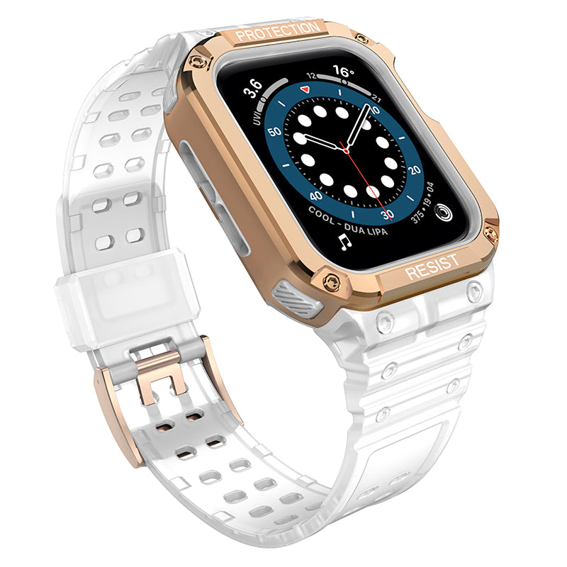 2 i 1 kontrastfarve TPU-rem og pc-urkasse til Apple Watch Series 7 45mm Watch Series 6 5 4 SE 44mm SE (2022) 44mm Series 3 2 1 42mm