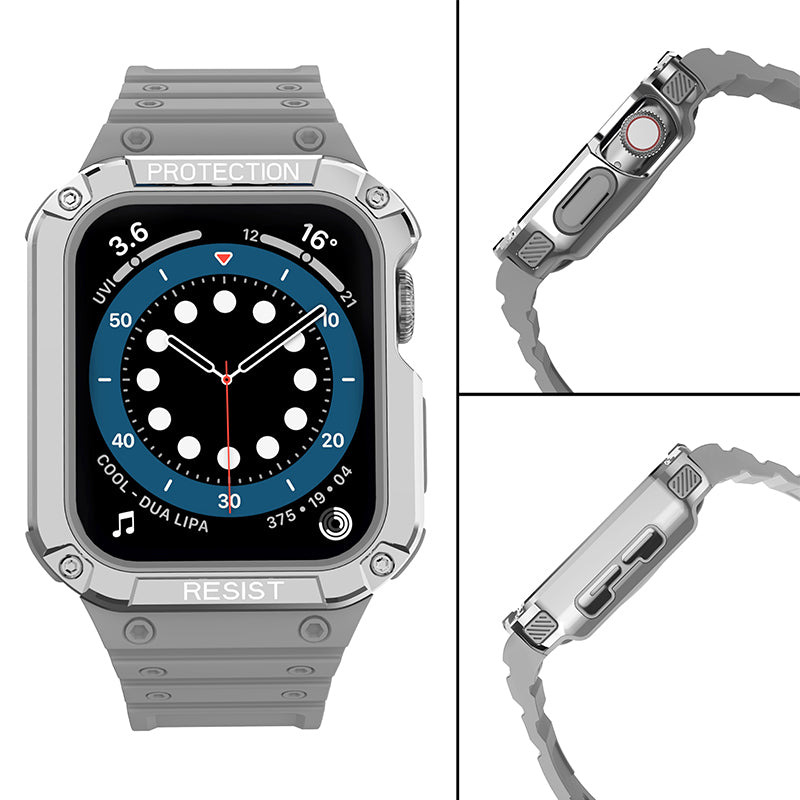 Integreret kontrastfarve TPU-rem og PC Watch Case Protector til Apple Watch Series 7 41mm Watch Series 6 5 4 SE 40mm Watch Series 3 2 1 38mm