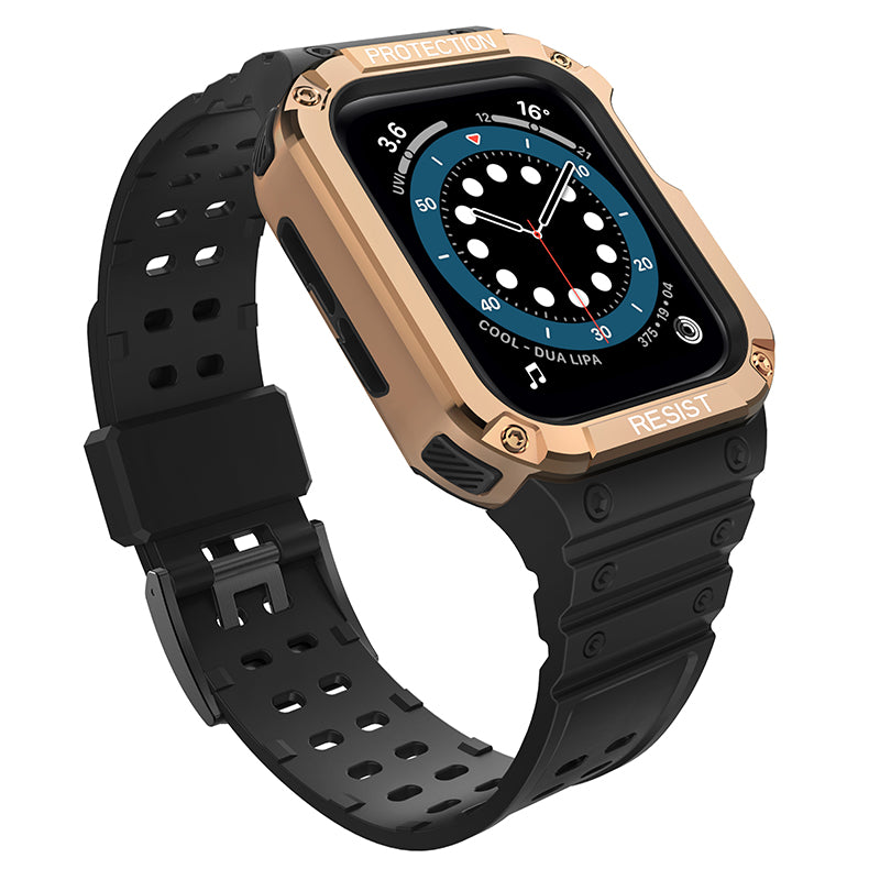 Integreret kontrastfarve TPU-rem og PC Watch Case Protector til Apple Watch Series 7 41mm Watch Series 6 5 4 SE 40mm Watch Series 3 2 1 38mm
