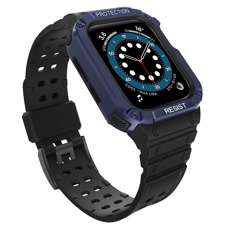 Integreret kontrastfarve TPU-rem og PC Watch Case Protector til Apple Watch Series 7 41mm Watch Series 6 5 4 SE 40mm Watch Series 3 2 1 38mm