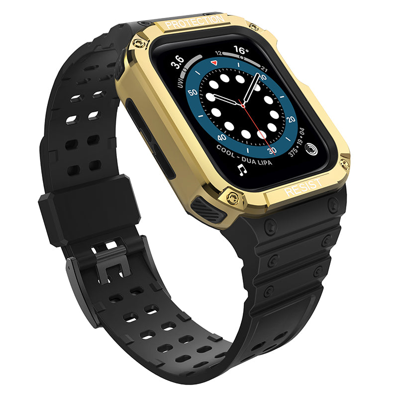 Integreret kontrastfarve TPU-rem og PC Watch Case Protector til Apple Watch Series 7 41mm Watch Series 6 5 4 SE 40mm Watch Series 3 2 1 38mm