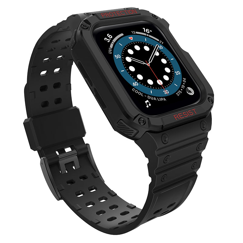 Integreret kontrastfarve TPU-rem og PC Watch Case Protector til Apple Watch Series 7 41mm Watch Series 6 5 4 SE 40mm Watch Series 3 2 1 38mm