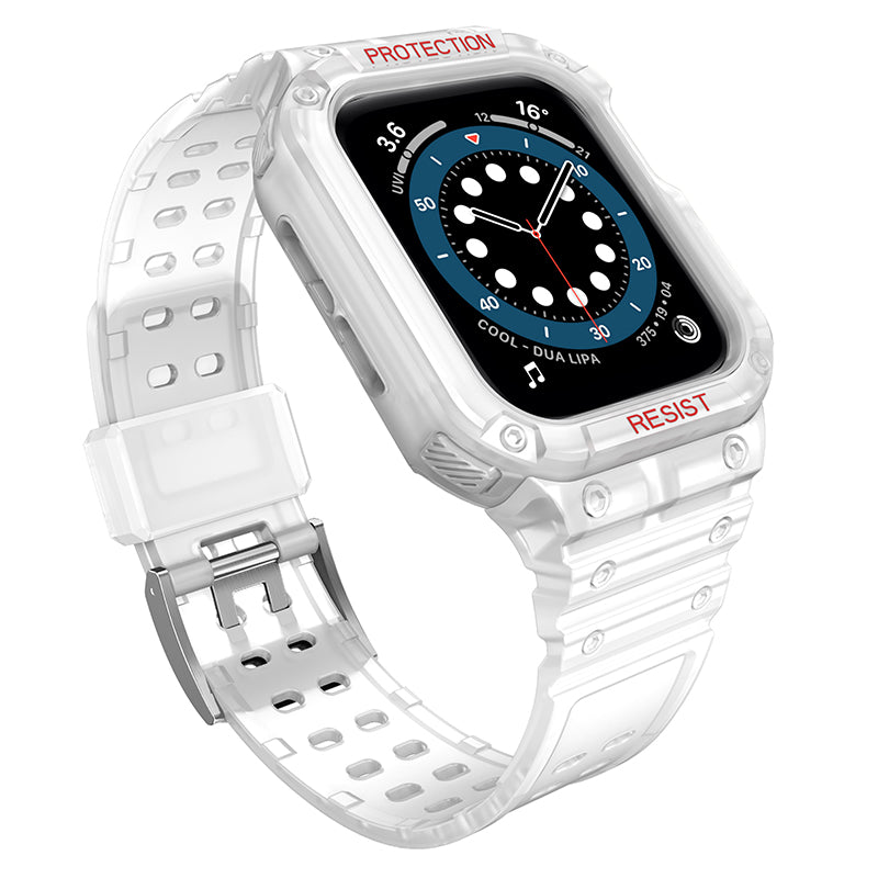 Integreret kontrastfarve TPU-rem og PC Watch Case Protector til Apple Watch Series 7 41mm Watch Series 6 5 4 SE 40mm Watch Series 3 2 1 38mm