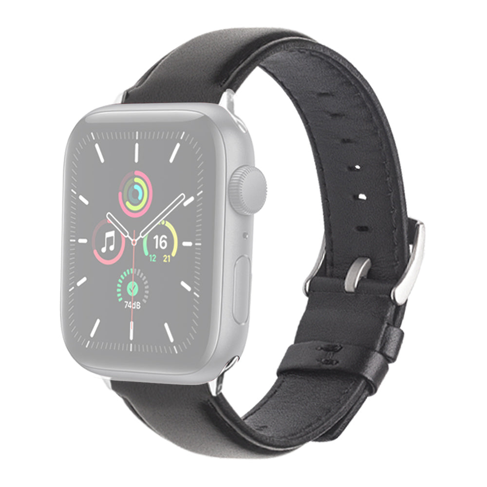 QIALINO Nappa Texture Genuine Leather Smart Watch Band Wrist Strap for Apple Watch Ultra 49mm Ultra 2 49mm Series 9 45mm SE (2023) 44mm Series 8 45mm 7 45mm Series 4 5 6 SE 44mm SE (2022) 44mm Series 1 2 3 42mm
