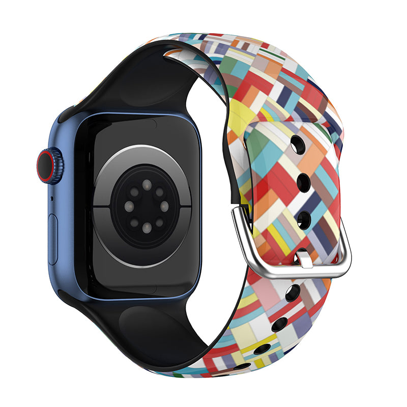 Multi-color Soft Silicone Watch Strap Replacement Band for Apple Watch Ultra 2 49mm Series 9 45mm SE (2023) 44mm Ultra 49mm Series 8 45mm 7 45mm Watch Series 6 SE 44mm SE (2022) 44mm 5 4 44mm Watch Series 3 2 1 42mm