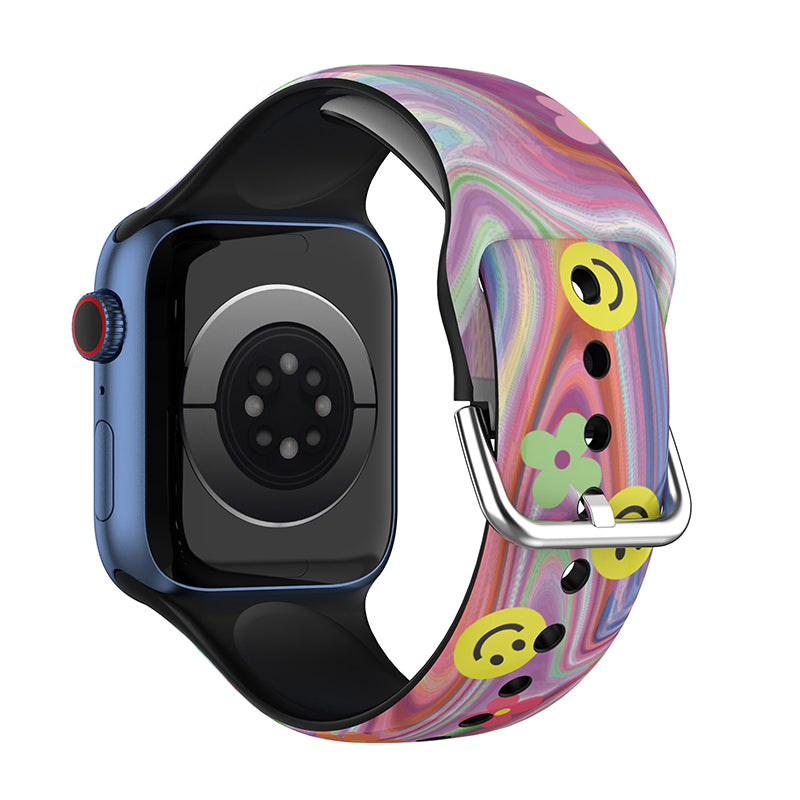 Multi-color Soft Silicone Watch Strap Replacement Band for Apple Watch Ultra 2 49mm Series 9 45mm SE (2023) 44mm Ultra 49mm Series 8 45mm 7 45mm Watch Series 6 SE 44mm SE (2022) 44mm 5 4 44mm Watch Series 3 2 1 42mm