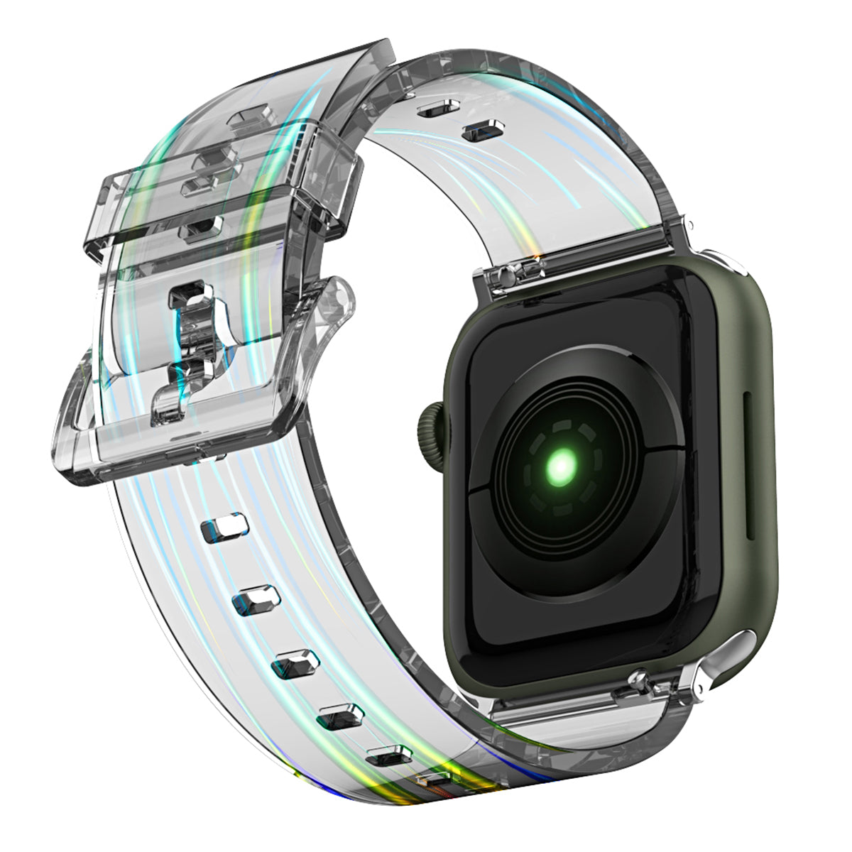Flexible TPU Adjustable Watch Band Transparent Wrist Strap for Apple Watch Ultra 2 49mm Series 9 45mm SE (2023) 44mm Ultra 49mm Series 8 45mm 7 45mm 6 SE 44mm SE (2022) 44mm 5 4 44mm 3 2 1 42mm