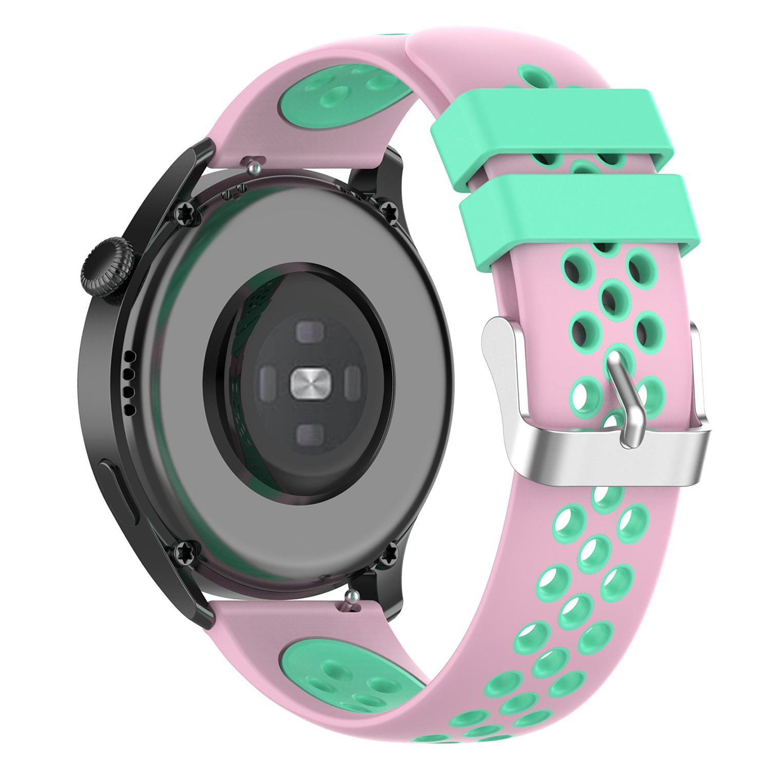 22mm Breathable Dual Color Silicone Watch Strap Wristband with Multiple Holes Design for Huawei Watch GT3 46mm Samsung Gear S3 Frontier Classic